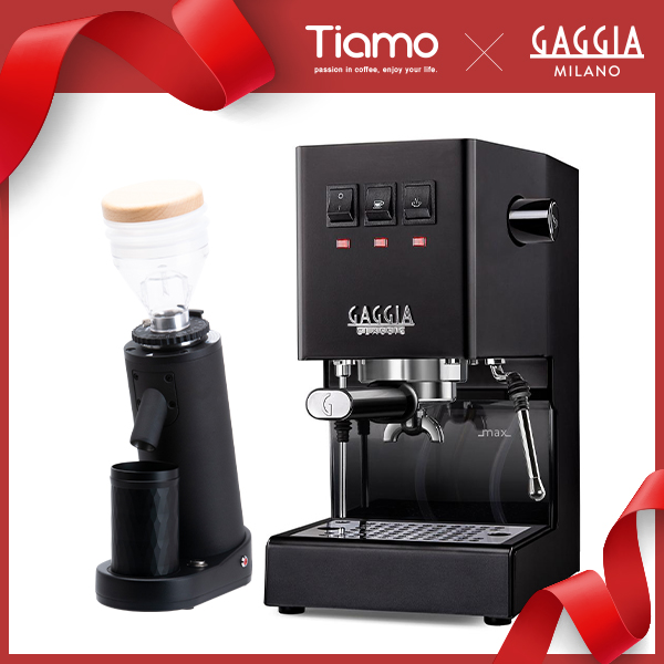 GAGGIA CLASSIC Pro 專業半自動咖啡機 - 升級版 110V 雷電黑 + TIAMO K40R 錐刀磨豆機  |GAGGIA 咖啡機