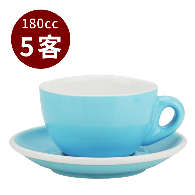 【停產】TIAMO 20號蛋形卡布杯盤組 5客 180cc淺藍  |【停產】非電器產品