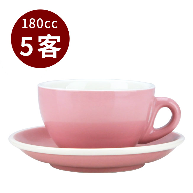 【停產】TIAMO 20號蛋形卡布杯盤組 5客 180cc 粉紅  |【停產】非電器產品