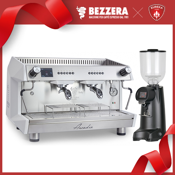 組合特惠 磨豆機3選1！BEZZERA 貝澤拉 Arcadia DE PID 雙孔營業機 220 + EUREKA FIRENZE 75 / Fiorenzato F64 EVO / WPM ZD-18  |【停產】電器產品