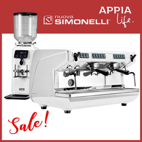組合特惠！Nuova Simonelli Appia Life 雙孔營業機 白 + WPM ZD-18 磨豆機  |Nuova Simonelli 咖啡機