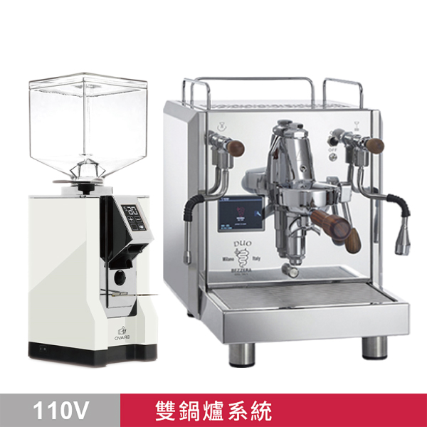 組合特惠！ BEZZERA 貝澤拉 R Duo MN 雙鍋半自動咖啡機 不鏽鋼原色 - 手控版 110V+ EUREKA MIGNON BRAVO 50mm 磨豆機(白) 110V  |BEZZERA 咖啡機