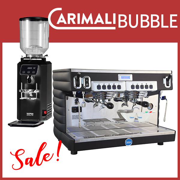 CARIMALI Bubble 雙孔營業機 黑 - 高杯版 + WPM ZD-18 磨豆機 黑/白  |CARIMALI 咖啡機