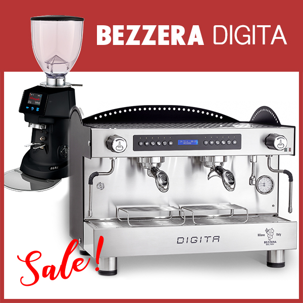 組合特惠！BEZZERA 貝澤拉 DIGITA DE雙孔營業機 + Fiorenzato F64ES 營業用磨豆機 黑/白  |【停產】電器產品
