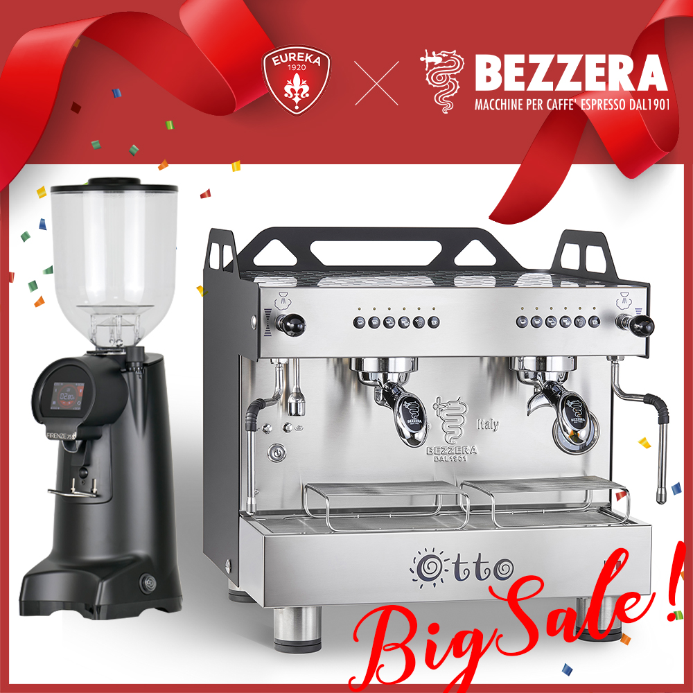 組合特惠 磨豆機3選1！BEZZERA 貝澤拉 OTTO COMPACT DE 雙孔營業用咖啡機 (黑) 220V + EUREKA FIRENZE 75 / Fiorenzato F64 EVO / WPM ZD-18  |BEZZERA 營業用 咖啡機