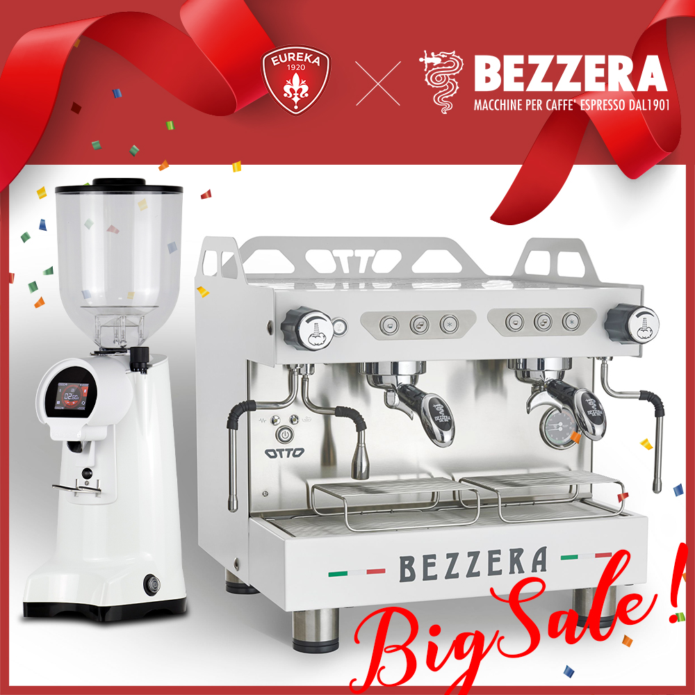 組合特惠！BEZZERA 貝澤拉 OTTO COMPACT DE 雙孔營業用咖啡機 (白) 220V + EUREKA FIRENZE 75
