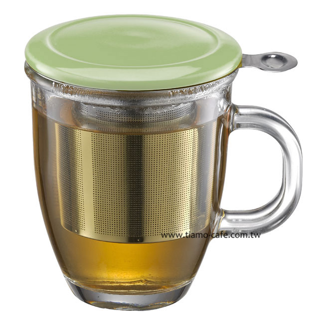 【停產】TIAMO 附蓋不鏽鋼濾網 玻璃馬克杯 綠 通過SGS  |【停產】非電器產品