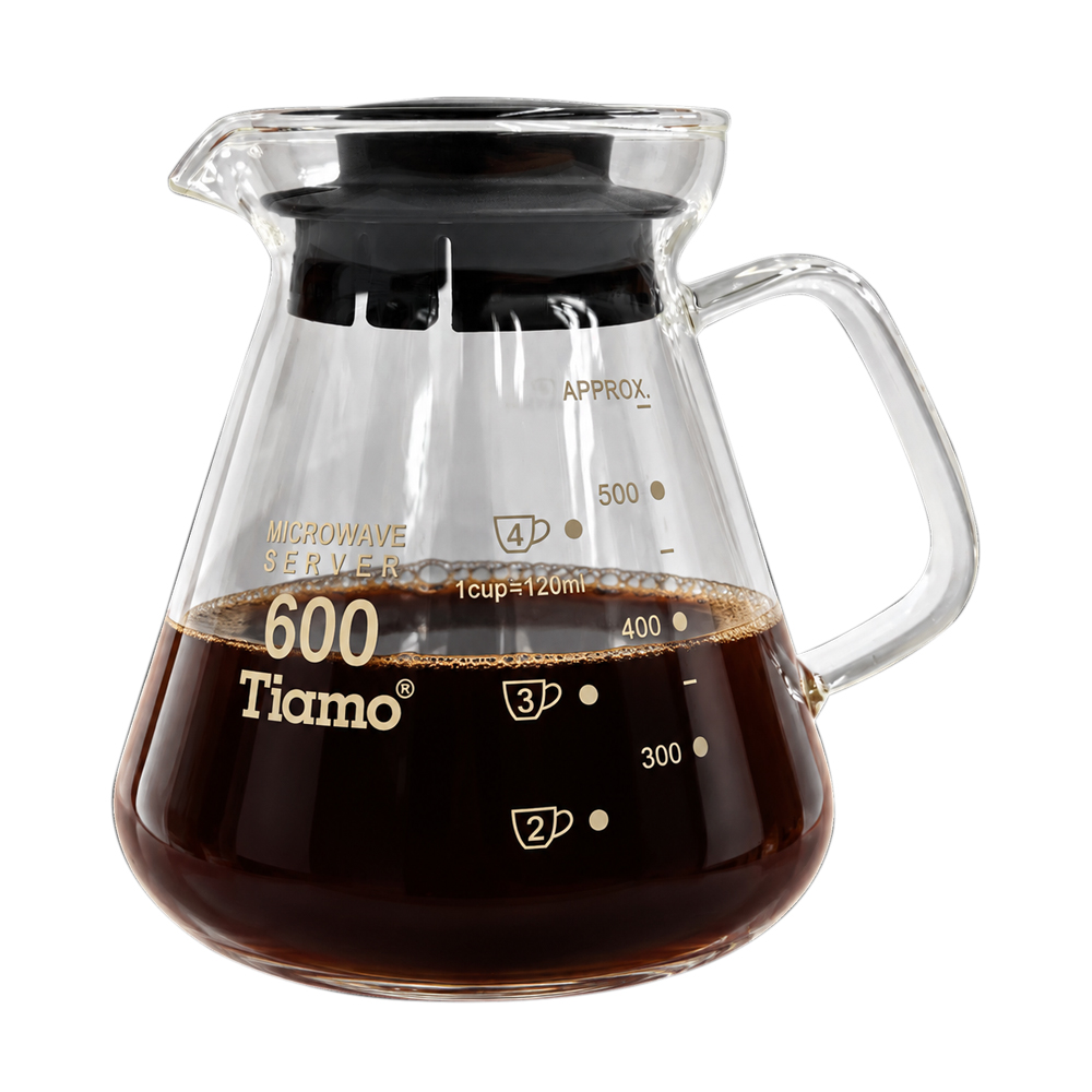 TIAMO 玻璃花茶壺650cc±10% 通過SGS檢測 黑 玻璃把手