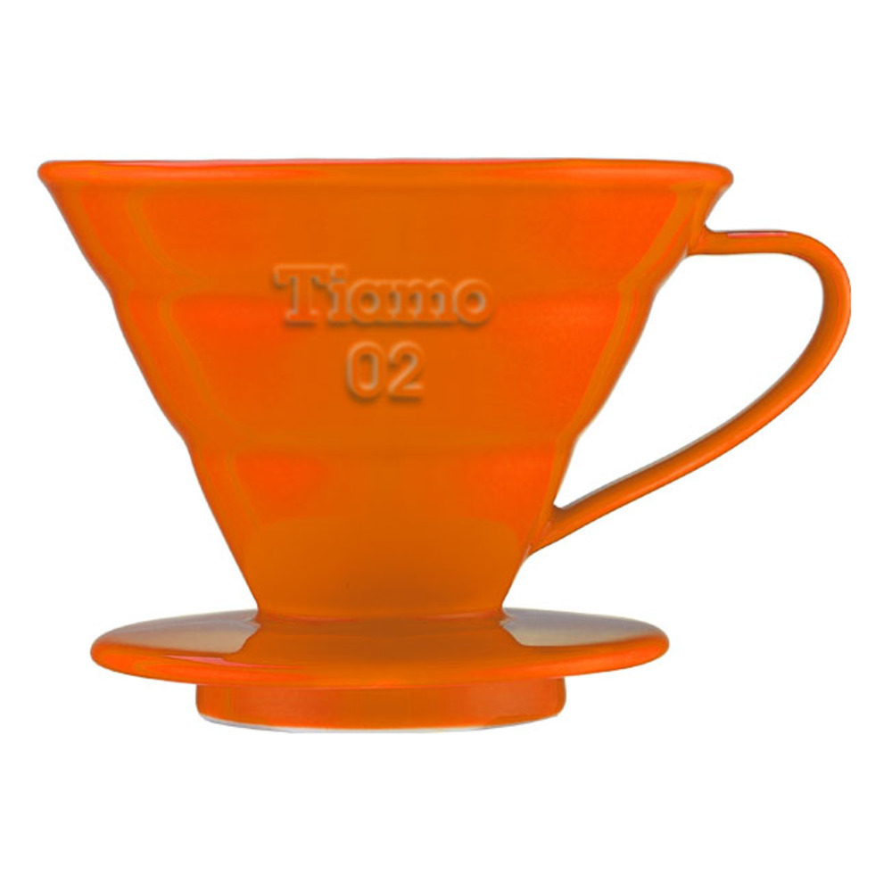 【停產】TIAMO V02陶瓷圓錐咖啡濾器組 (橘) 附量匙濾紙  |【停產】非電器產品