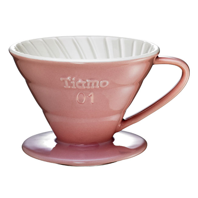 TIAMO V01陶瓷雙色咖啡濾器組 附滴水盤量匙 1-2人  |錐型咖啡濾杯 / 濾紙