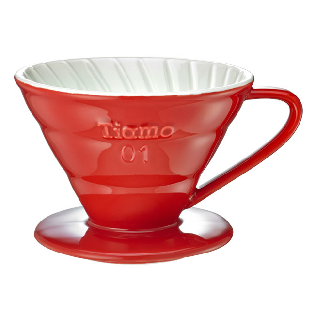 TIAMO V01陶瓷雙色咖啡濾器組 附滴水盤量匙 1-2人  |錐型咖啡濾杯 / 濾紙