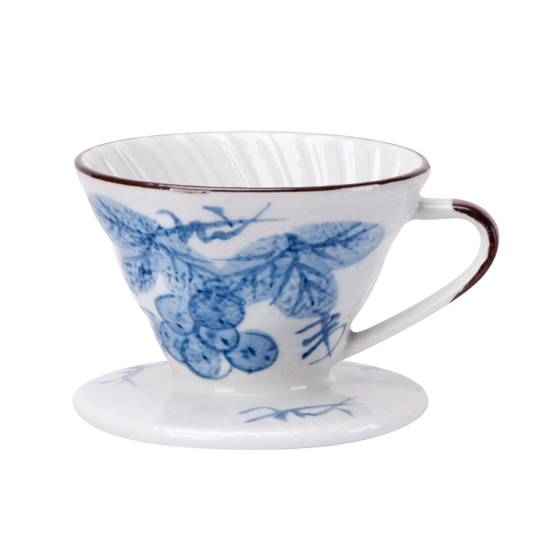 【停產】日式風瀨戶燒陶瓷濾杯 V01 - 藍染葡萄  |【停產】非電器產品